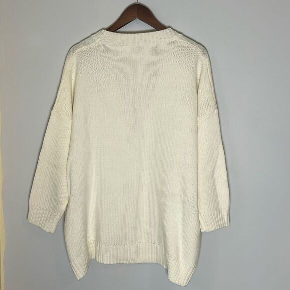 OLIVIA RUBIN Cecily Cream Knit Rhinestone Heart Buttons Cardigan Sweater - Picture 4 of 6